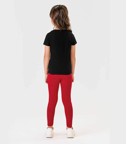 Legging Infantil Cotton Glitter Trick Nick Vermelho