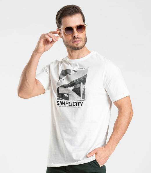 Camiseta Meia Malha Masculina Diametro Bege