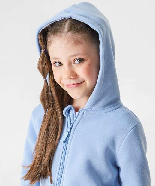 Casaco Infantil Moletom Flanelado Marisa Tam 4 a 10 Azul