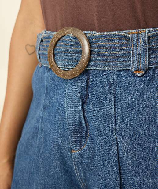Short Jeans Feminino Cinto Bolsos Marisa
