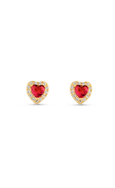 Image_Brinco Semijoia Coração Pequeno Fúscia com Micro Zircônias  Banhados a ouro 18k