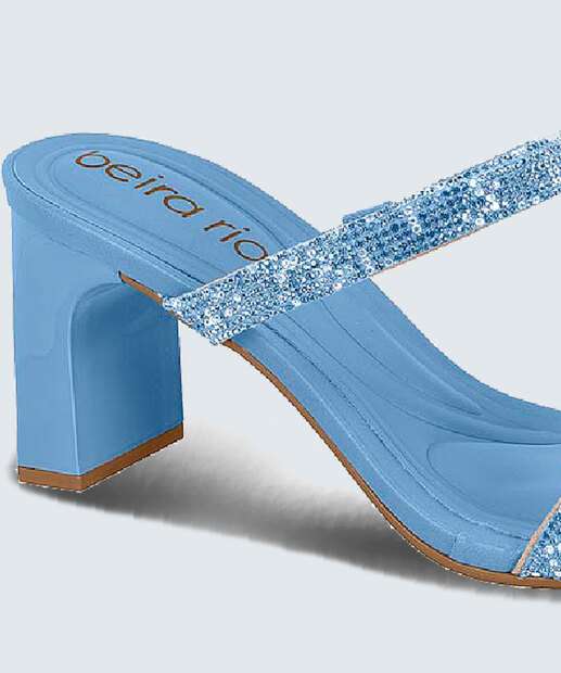 Tamanco Feminino Salto Grosso Strass Beira Rio 