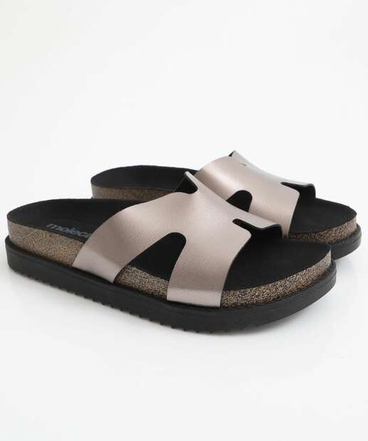 Rasteirinha Feminina Birken Metalizada Moleca Prateado