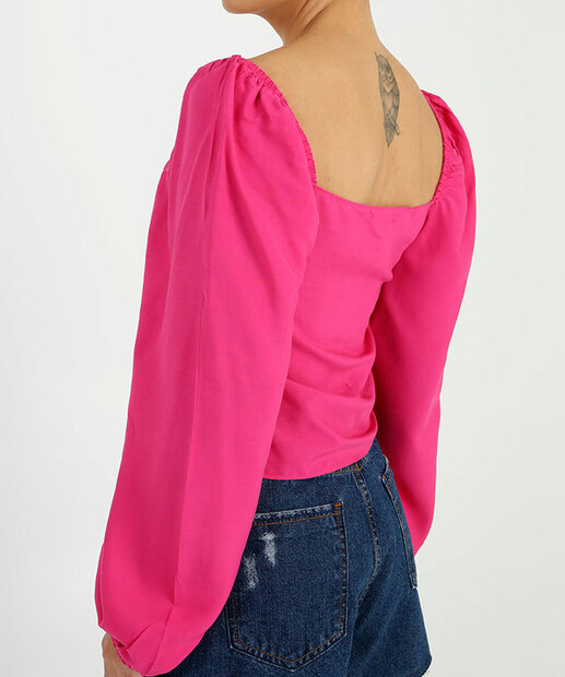 Blusa Feminina Lastex Manga Longa Marisa 