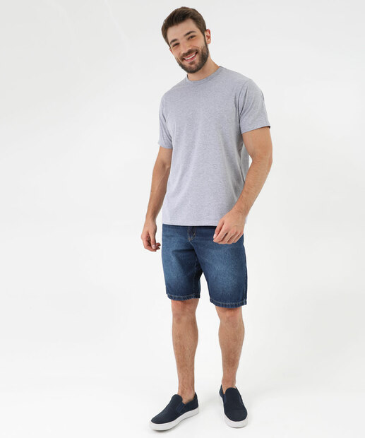 Camiseta Masculina Básica Mescla Marisa Cinza
