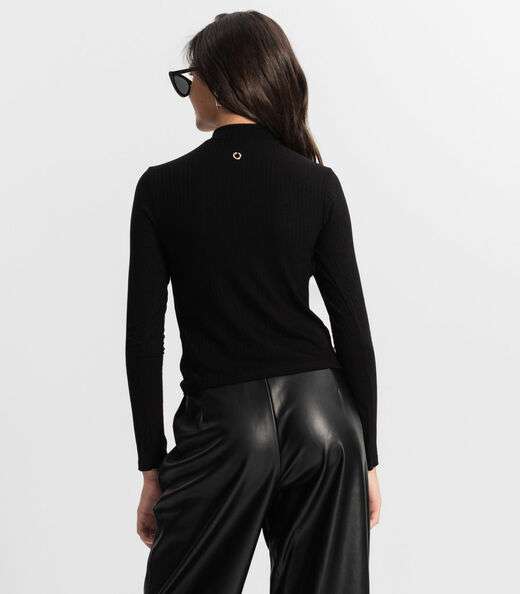 Blusa Juvenil Feminina Em Ribana Minty Preto