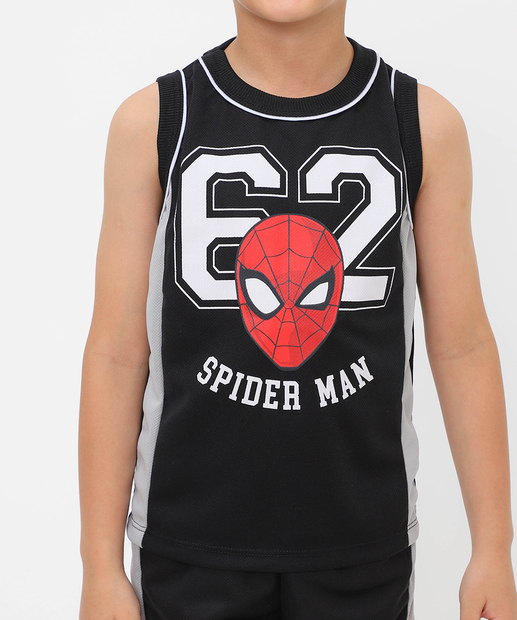 Conjunto Infantil Dry Fit Homem Aranha Tam 4 a 10 Preto