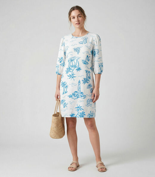 Image_Vestido Midi Com Manga Flare 3/4 Infinita Cor Azul