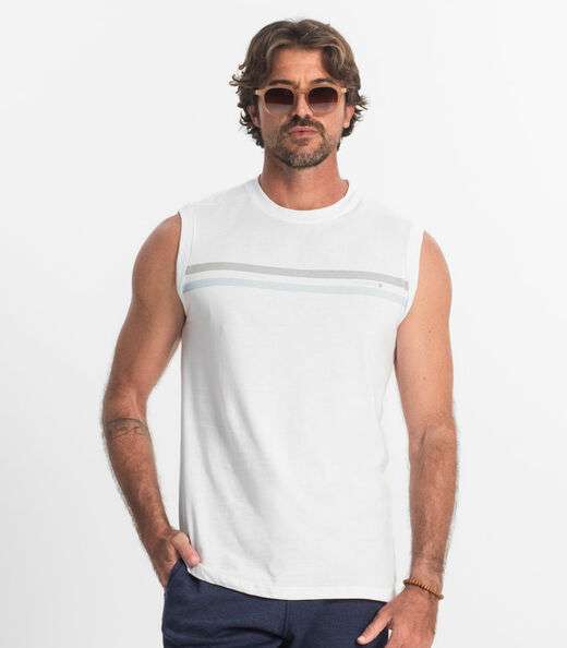 Regata Masculina Meia Malha Diametro Branco