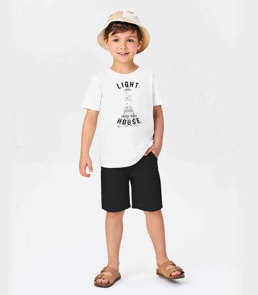 Conjunto Menina Camiseta Com Bermuda Trick Nick Branco