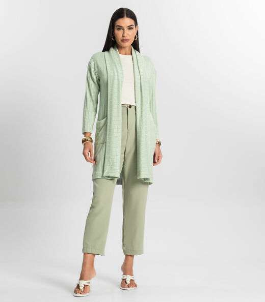 Cardigan Tricot Alongado Feminino Endless Verde