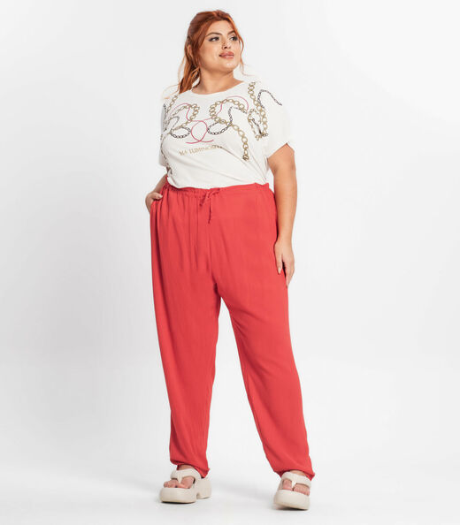 Calça Feminina Plus Size Viscose Secret Glam Vermelho