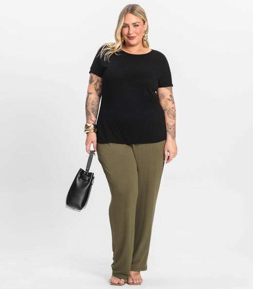 Calça Feminina Plus Size Em Molecotton Secret Glam Verde
