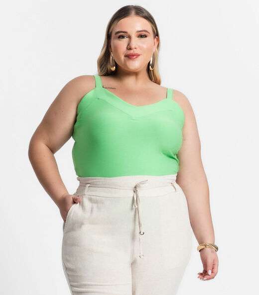 Blusa De Alça Feminina Plus Size Secret Glam Verde