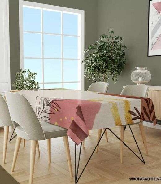 Image_Toalha De Mesa Retangular 6 Lugares Wevans Rosa