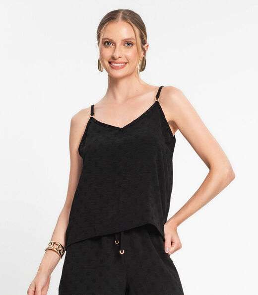 Image_Blusa De Alça Regulável Em Air Flow Poá Rovitex Preto