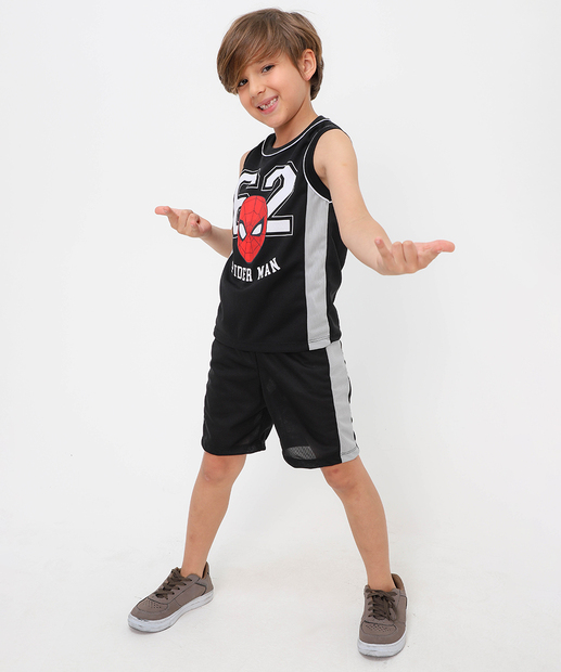 Conjunto Infantil Dry Fit Homem Aranha Tam 4 a 10 Preto