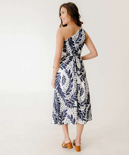 Vestido Feminino Ombro Só Estampado Marisa Off White