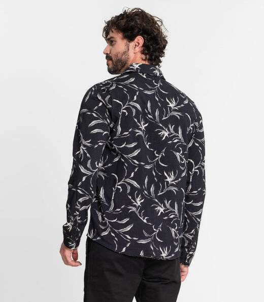 Camisa Manga Longa Em Cotton Leve Diametro Preto