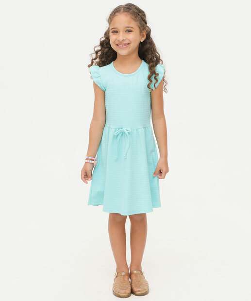 Vestido Infantil Manga Curta Textura Marisa Tam 4 a 10