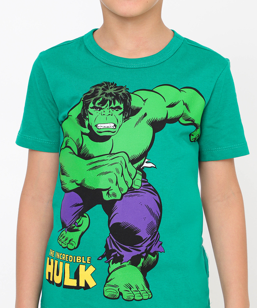 Camiseta Infantil Hulk Marvel Tam 4 a 10 Verde