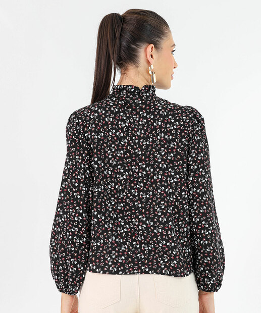 Blusa Feminina Estampa Flores Manga Longa Marisa