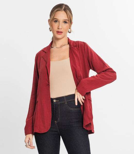 Blazer Feminino Em Linho Strong Endless Vermelho