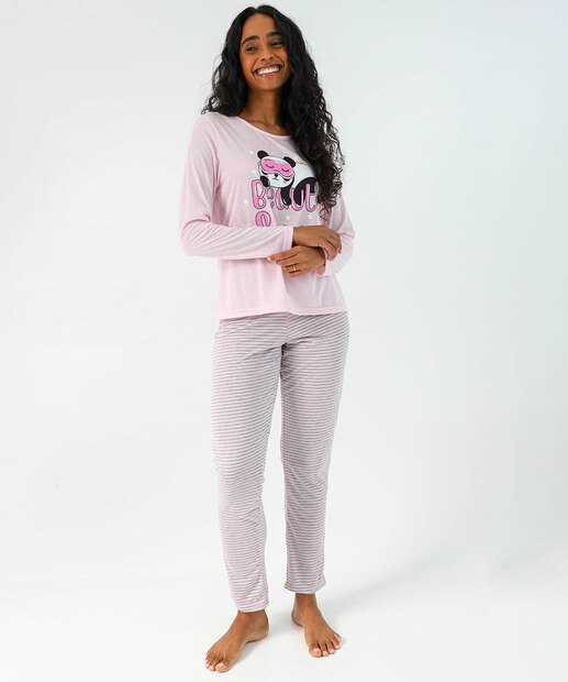 Image_Pijama Feminino Estampa Panda Manga Longa Marisa Rosa