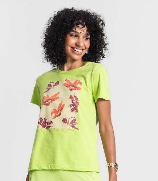 Camiseta Feminina Manga Curta Rovitex Verde