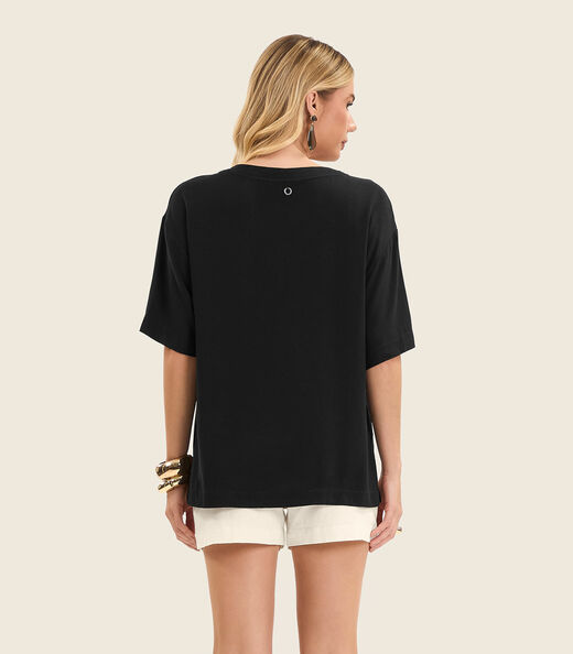 Blusa Feminina Manga Curta Endless Preto