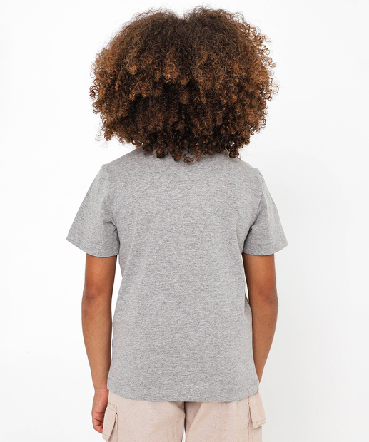 Camiseta Infantil Pantera Negra Marvel Tam 4 a 10 Cinza