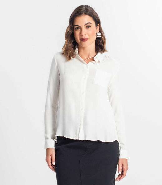 Camisa Feminina Manga Longa Select Off White