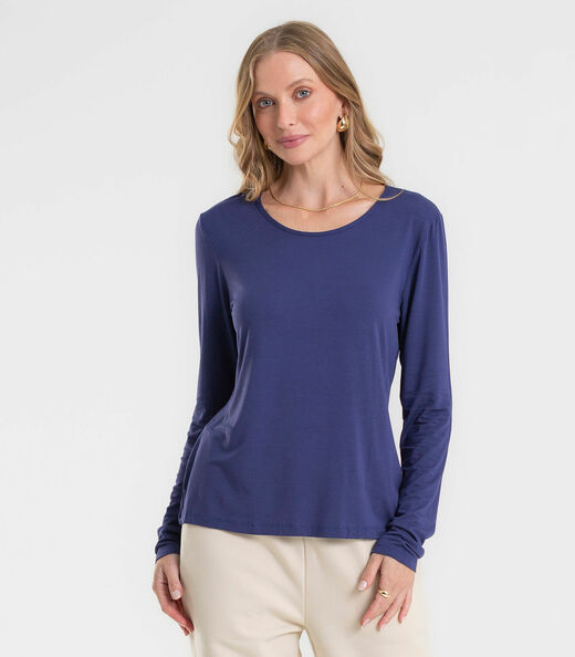 Blusa Feminina Manga Longa Rovitex Azul