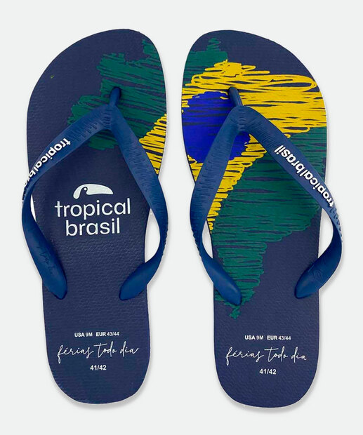 Chinelo Masculino Estampado Tropical Brasil