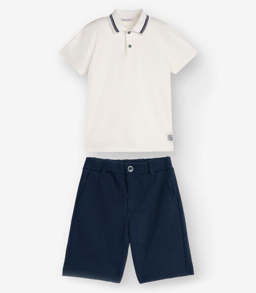 Conjunto Polo com Bermuda Menino Trick Nick Bege