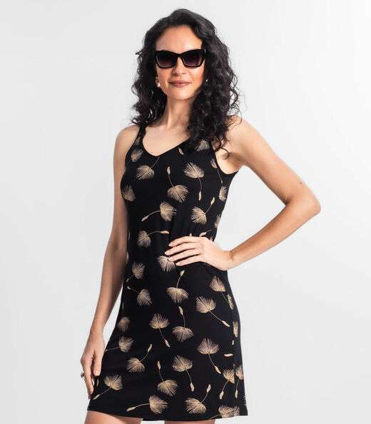 Vestido Estampado Rovitex Preto