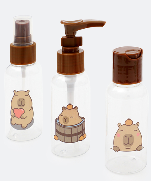 Image_Kit De Viagem Feminino 3 Peças Capivara Marisa Marrom
