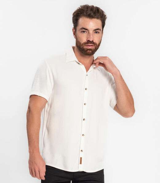 Camisa Masculina Em Viscose Dobby Diametro Bege