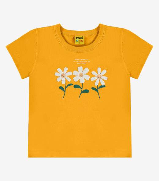 Blusa Feminina Infantil Manga Curta Rovi Kids Amarelo