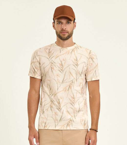 Image_Camiseta Masculina Manga Curta Meia Malha Diametro Bege