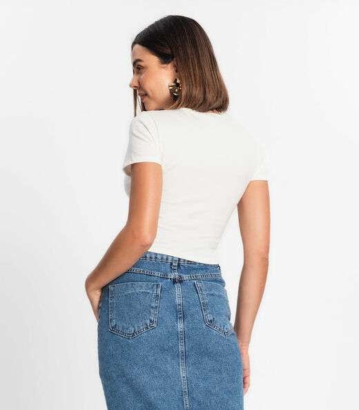 Blusa Cropped Feminina Rovitex Bege