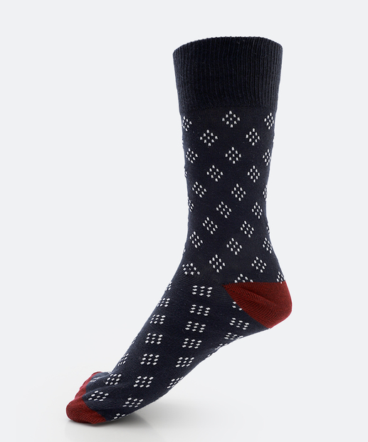 Meia Masculina Cano Longo Estampada MR Preta