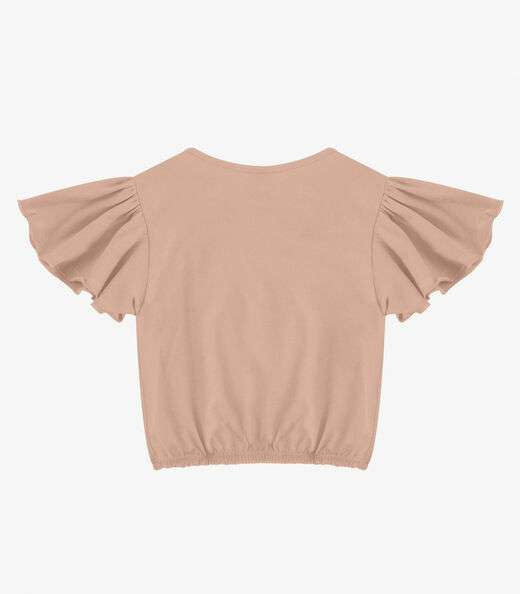 Blusa Infantil Manga Curta Infinita Cor Bege