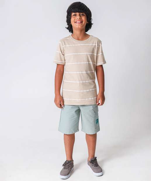 Camiseta Juvenil Listrado Marisa Tam 10 a 16 Bege