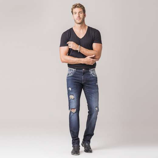 Image_Calça Skinny Destroyed Masculina Jeans Casual Zune