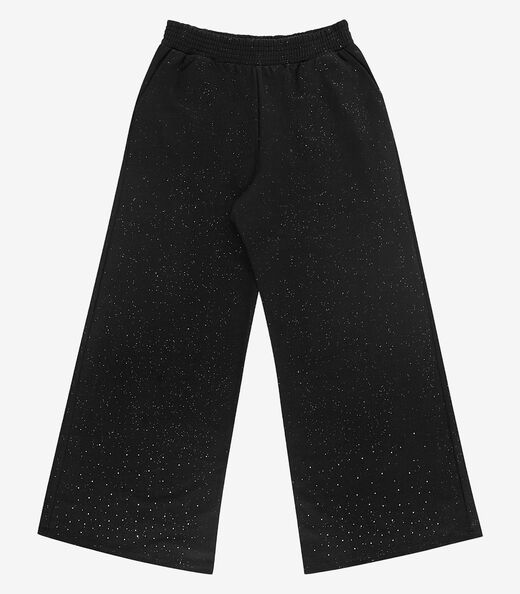 Calça Wide Leg Juvenil Em Moletom Minty Preto