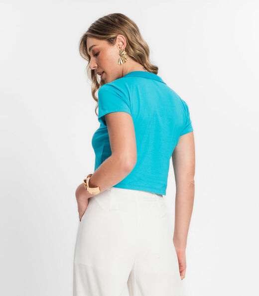 Blusa Feminina Manga Curta Endless Azul