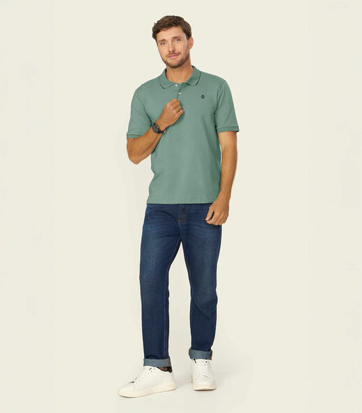 Camisa Polo Masculina Cotton Leve UV Diametro Verde