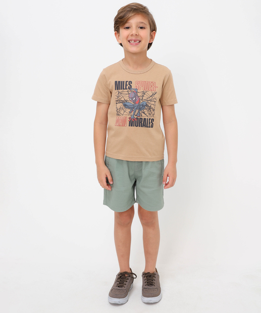 Camiseta Infantil Homem Aranha Tam 4 a 10 Bege