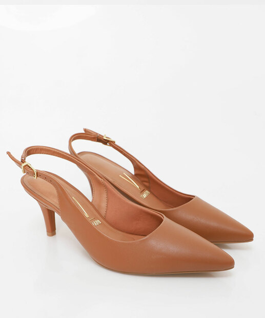 Scarpin Feminino Slingback Salto Fino Vizzano Marrom